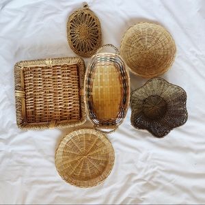 Curated fall wicker basket wall
